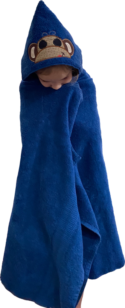 Blue-Monkey Hood Towel Front1