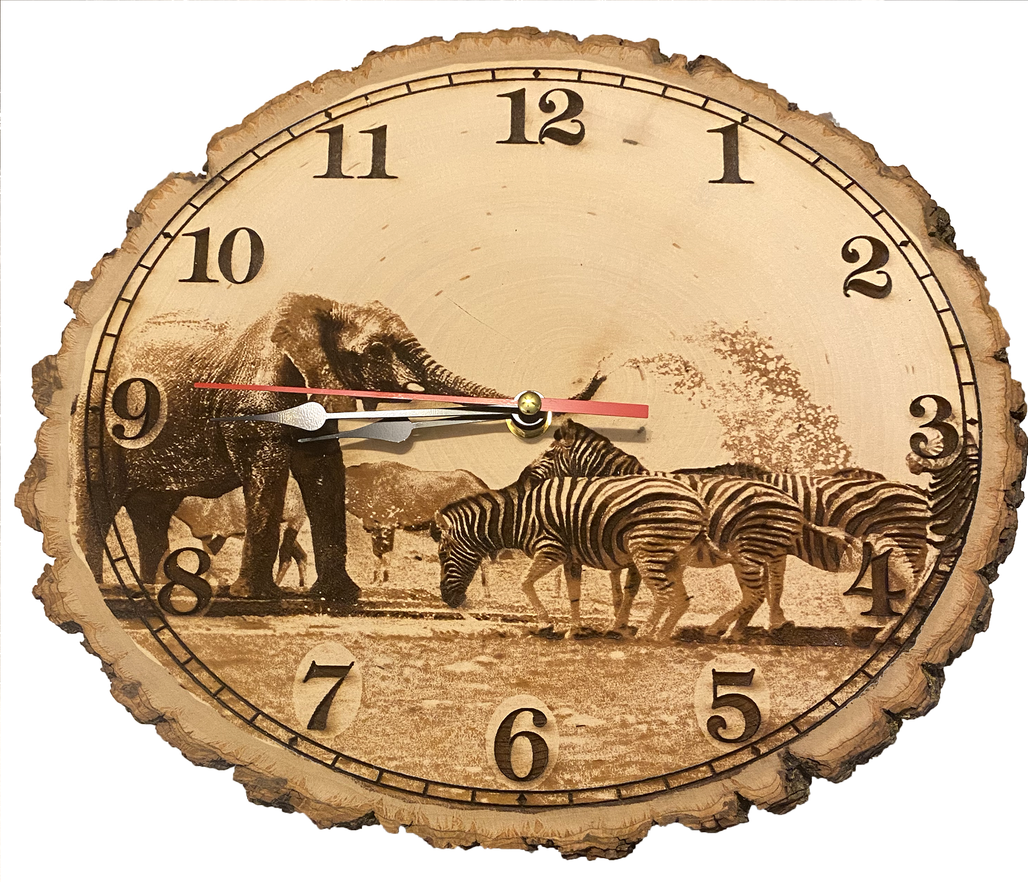 Elephant and Zebras Clock