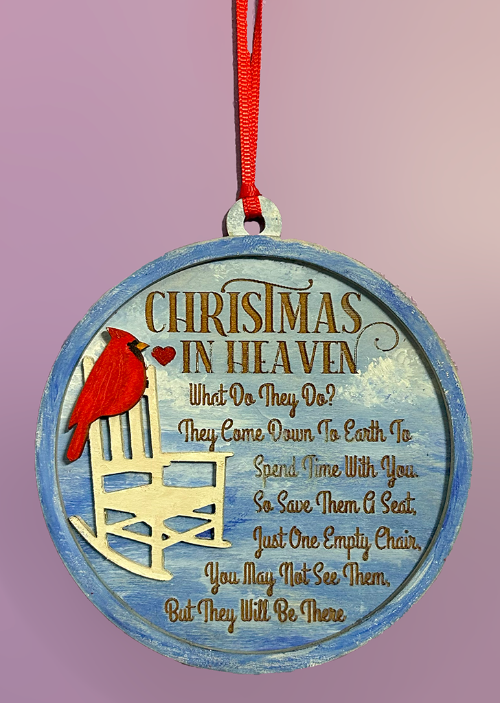 Christmas In Heaven Acrylic Heart-shaped Christmas Ornament (v